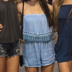 Light blue strapless romper